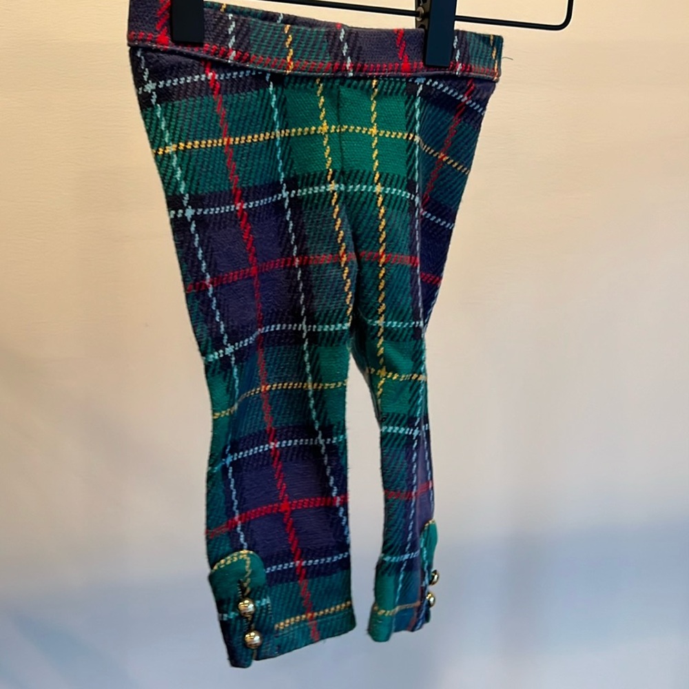 Janie and Jack girls size 12-18 M holiday green blue tartan gold buttons